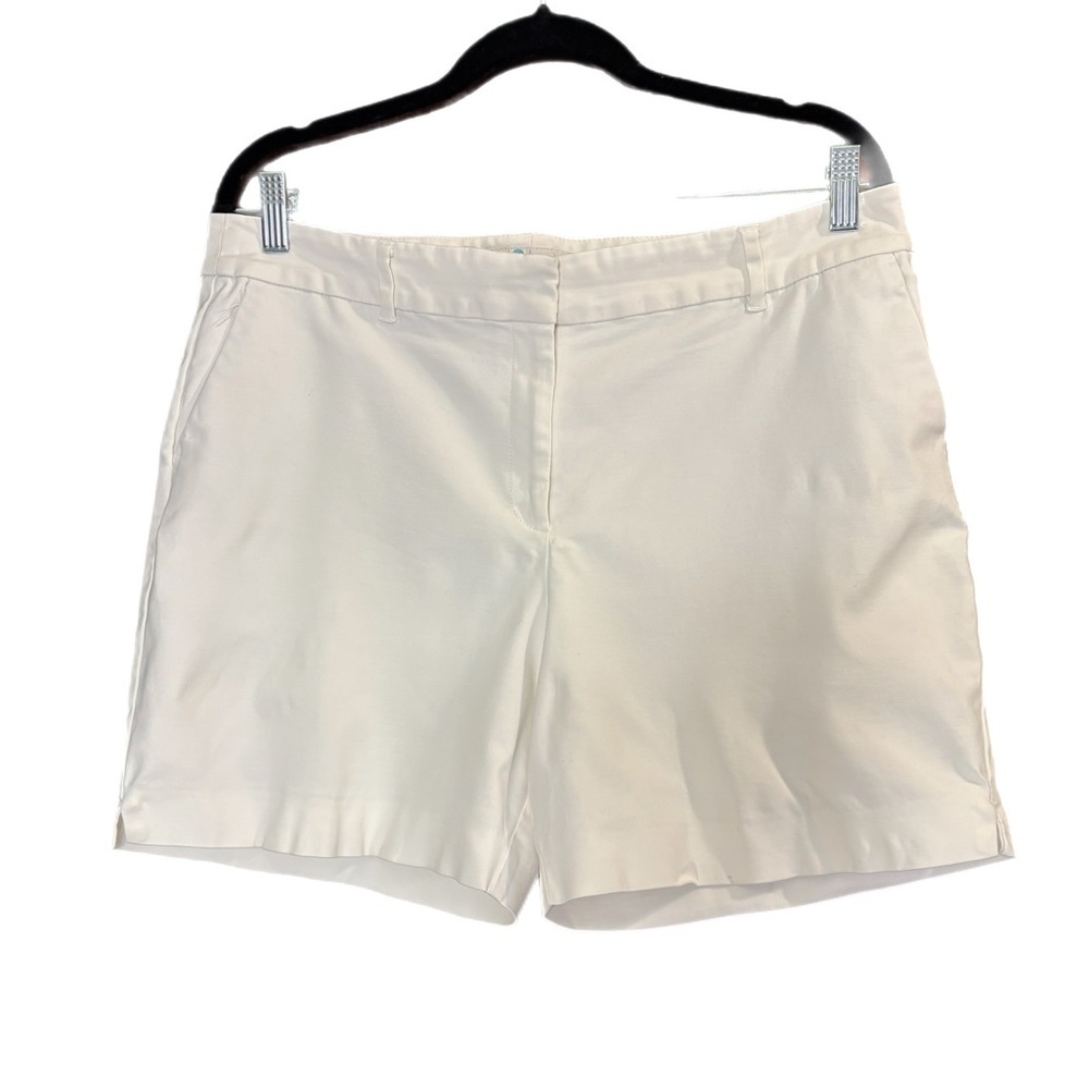 Biden white cotton stretch blend shorts